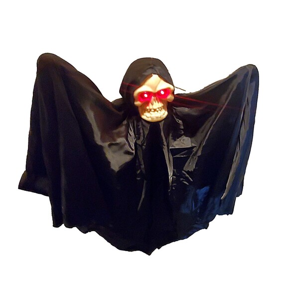 VTG Animated Grim Reaper Hanger Shakes Eyes Glow Red Noise Activated Gemmy 1993 - Picture 2 of 11